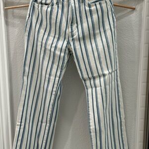 Joe's Jeans Blue and White Striped Ankle & Cropped Jeans